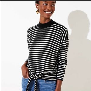 LOFT striped tie sweater XS